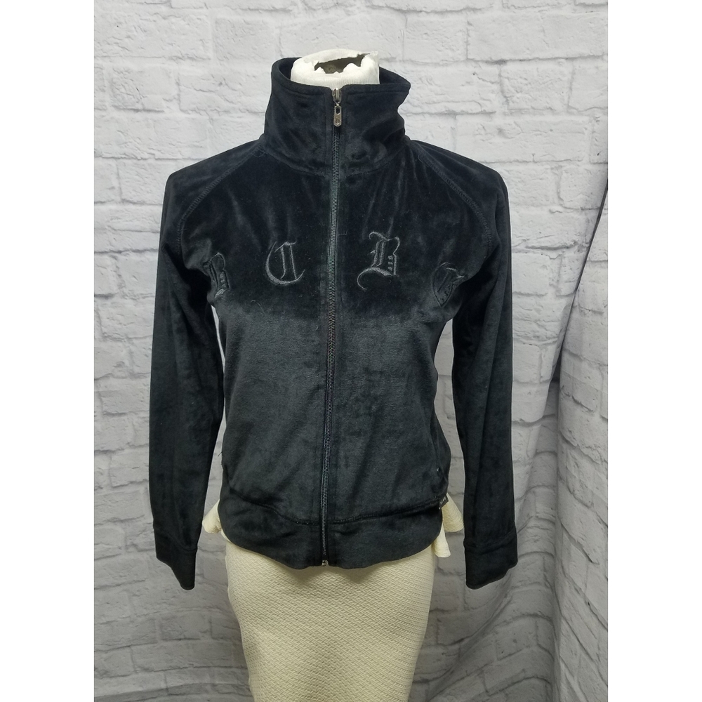 BCBG MaxAzria black velvet zip. Up